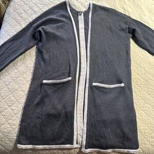 Eileen Fisher Open-Front Merino Wool Cardigan Gray - Size S Lagenlook Longline